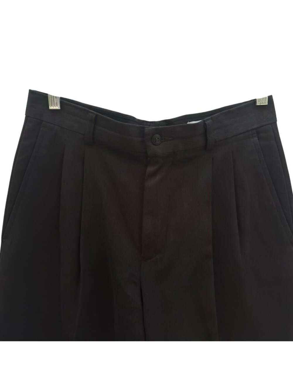 Clairborne Mens Dress Pants 32 X 29 Short Black Pleated Cuffed